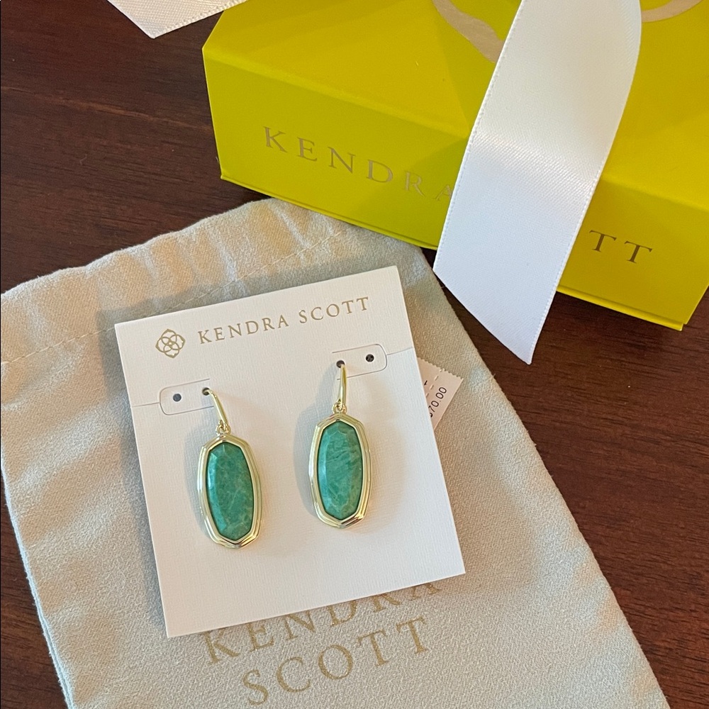 Kendra Scott Framed Dani Drop Earrings in Sea Green Chrysocolla - Picture 4 of 5